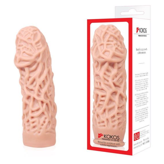 Насадка на член Kokos Extreme Sleeve ES.12 розмір M, потовщувальна, стимулюючий рельєф, Телесный | Зображення 2