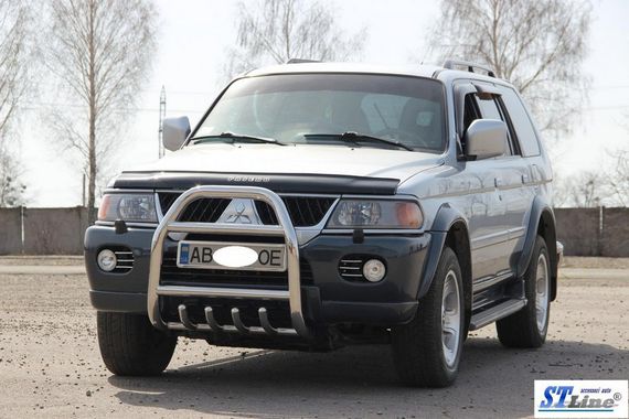 Кенгурятник QT007 (нерж) для Mitsubishi Pajero Sport 1996-2007 гг | Зображення 1