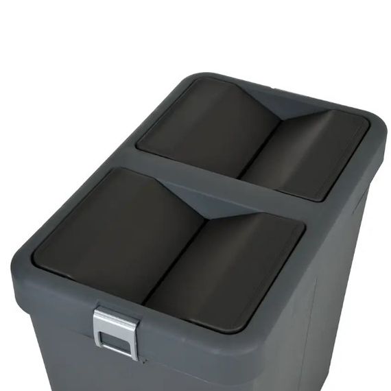 Відро для сміття Motek подвійне 40 л +40 л з поворотною кришкою 55х35.5х59 см Антрацит (COB-414) | Зображення 1