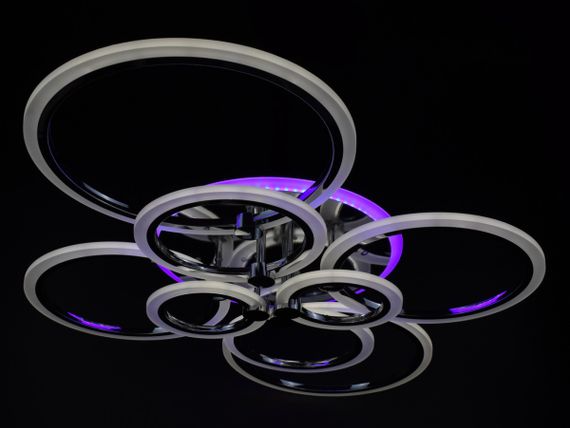 Люстра світлодіодна стельова LED світильник для квартири на стелю лед з пультом 25945 Хром 14х80х103 см. | Зображення 8