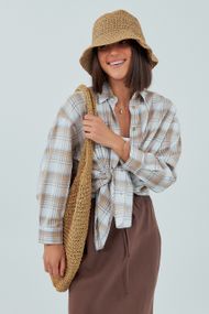 Картата сорочка з довгим рукавом - кавовий цвет, L (є розміри)