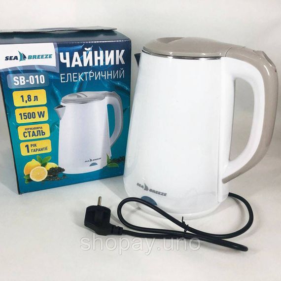 Потужний чайник для кип'ятіння SeaBreeze SB-010 2000Вт 1.8л, Бездротовий електричний чайник ZR-16 | Зображення 9