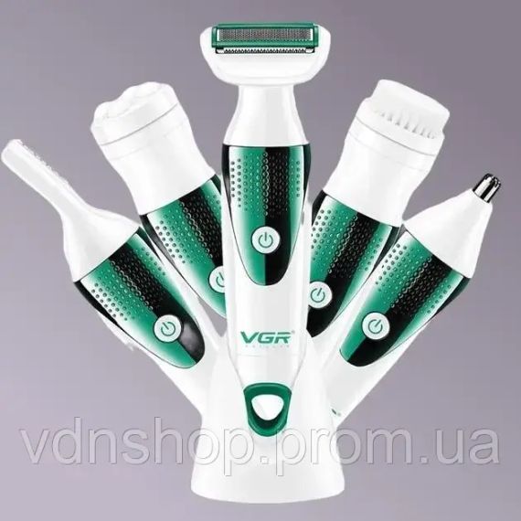 Універсальний жіночий набір з догляду VGR V-720 (5 в 1, з насадками, електробритва, щітка, масажер) | Зображення 3