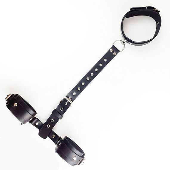 Фіксатори для шиї та рук Art of Sex - Bondage Set з натуральної шкіри, колір чорний | Зображення 5