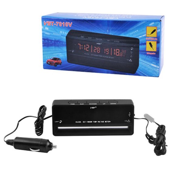 Автомобільний годинник з термометром та EQ-888 вольтметром VST-7010V | Зображення 1