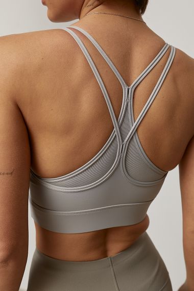 Спортивний топ з чашечками на бретелях - сірий цвет, XL (є розміри) | Зображення 3