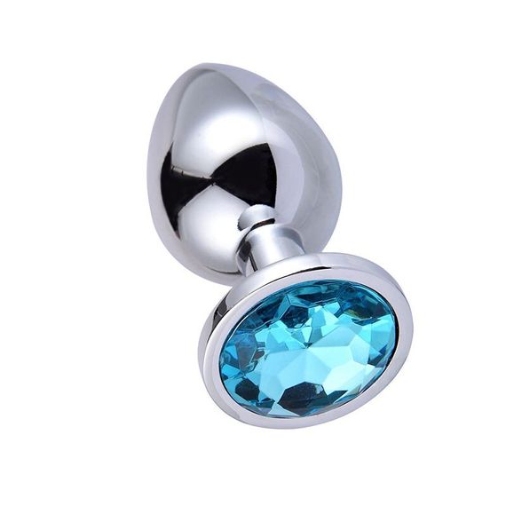 Анальна пробка із медичної сталі з блакитним кристалом (Розмір M)