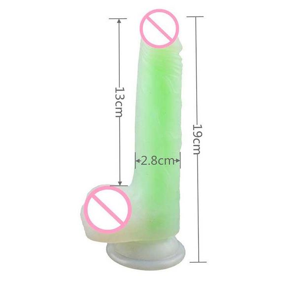 Фалоімітатор світиться на присосці "Glow in the dark" - 19*4 см | Зображення 1