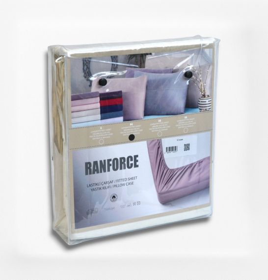 Простынь 180x200см на резинке с наволочкой (ранфорс) First Choice, Кремовая | Зображення 3