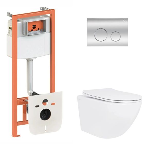 Набір Qtap Nest 4 в 1 підвісний унітаз Jay Ultra Quiet 520x360x320 + комплект інсталяції QT07335175W48201