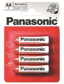 Батарейка Panasonic RED ZINK угольно-цинковая AA(R6) блистер, 4 шт. (R6REL/4BPR)