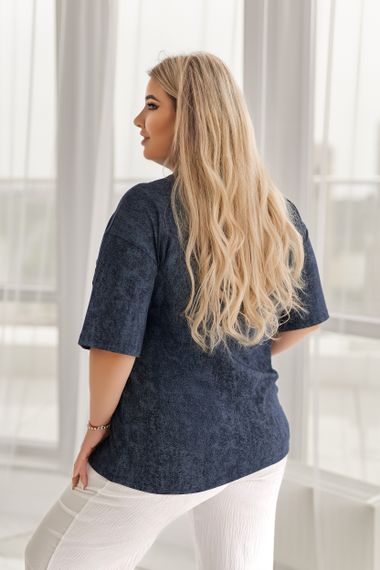 Жіноча футболка тай дай варена з принтом Labubu колір темно-синій, розмір 42/44, GF05254 | Зображення 3