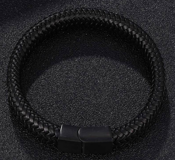 Чоловічий шкіряний браслет Primo Rock Lux 22 - Black | Зображення 1