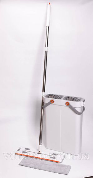 Швабра з відром для миття підлоги з віджимом, плоска насадка з мікрофібри, набір для прибирання дому HP-35015-18 | Зображення 1