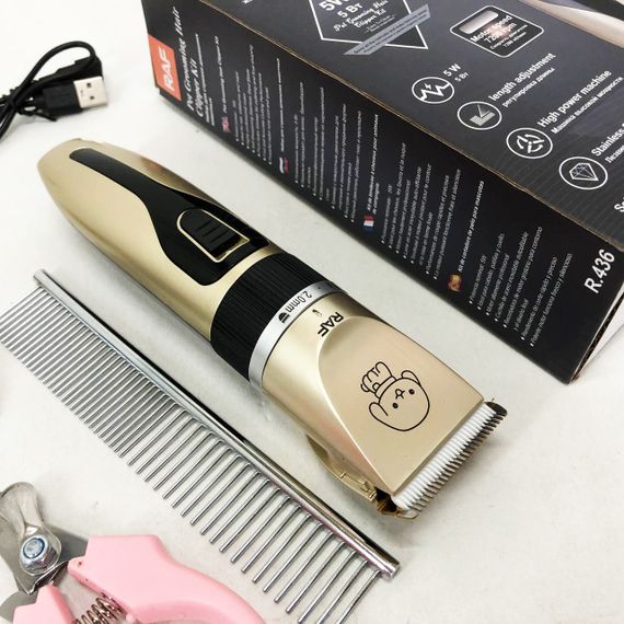 Машинка для стрижки собак и кошек триммер машинки для груминга RAF R.436 набор для стрижки животных OX-55 | Зображення 6