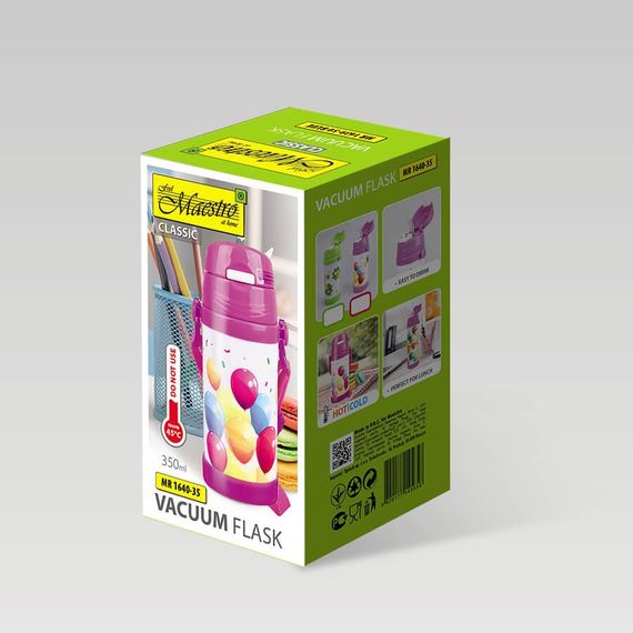 Термос детский 350 мл Maestro MR-1640-35 нержавеющая сталь зеленый сохраняет тепло и холод | Зображення 2