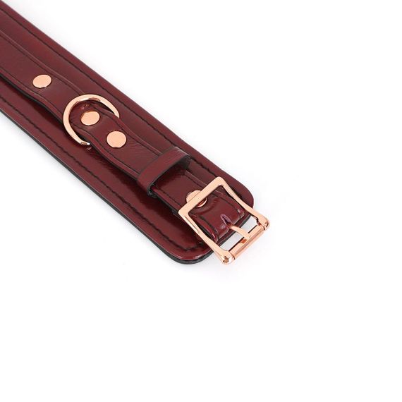 Шкіряні наручники Liebe Seele Wine Red Wrist Cuffs, знімний ланцюжок-кріплення sexstyle | Зображення 6