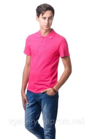 Футболка чоловіча ПОЛО — Малинова з коротким рукавом S
