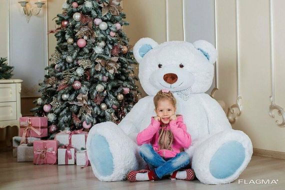 Большой плюшевый мишка Yarokuz Ричард 2 метра Белый с голубым | Зображення 3