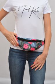 Сумка поясна бананка 4Profi Міні з принтом Квіти з одним відділенням 20388