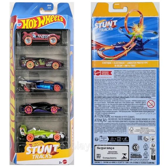 Hot Wheels Stunt Tracks Подарунковий набір з 5-ти машинок Хот Вілс для треків | Зображення 1