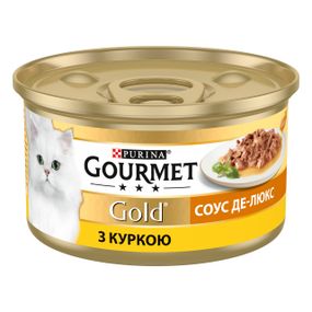 Влажный корм для котов с курицей в соусе де-люкс Gourmet Gold, 85 гр