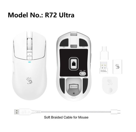 Миша ігрова бездротова Bloody R72 Ultra (White) | Зображення 8