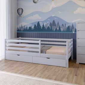 Дитяче ліжко Mebigrand Ніка Блакитний (S 2010 R80 B) 90х190 см із бортиком та ящиками (MBG-2595)