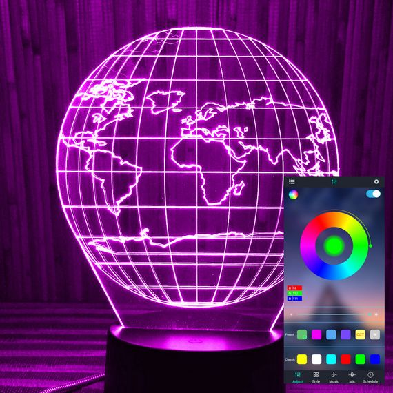 Акриловий світильник-нічник керування з телефона Земля tty-n000697