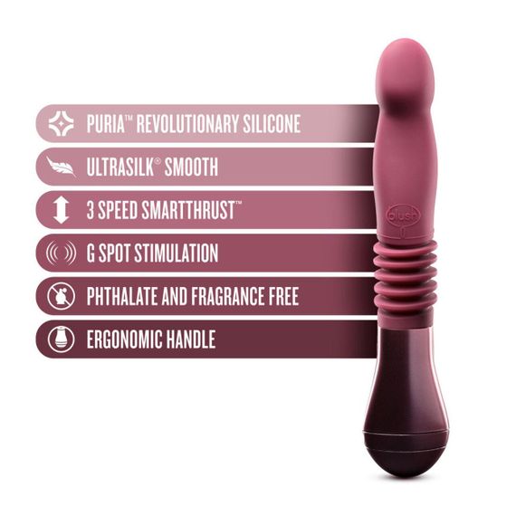 Пульсатор для точки G Blush Temptasia – Trixie Thrusting Dildo – Wine Red, 3 швидкості Sex Aura | Зображення 1