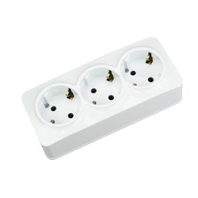 Трійна розетка з заземленням  біла POWER MAX-3е