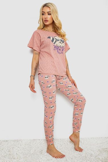 Пижама женская с принтом, цвет персиковый, 243R15420 | Зображення 2