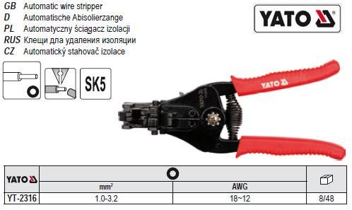 Семник YATO Польша знімач ізоляції провідників автоматичний l=185 YT-2316