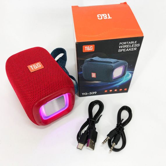 Портативна Bluetooth колонка TG339 5W з RGB підсвічуванням, Гучна блютуз колонка. Колір: червоний | Зображення 6