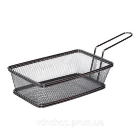 Кошик сервірувальний 21×11.5×5.5 см для подачі картоплі фрі та снеків з ручкою Чорний HP-19-11-B