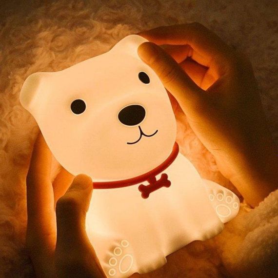 Декоративний нічник Puppy LJC-148 цуценя дитячий силіконовий світильник для сну іграшка білий | Зображення 1