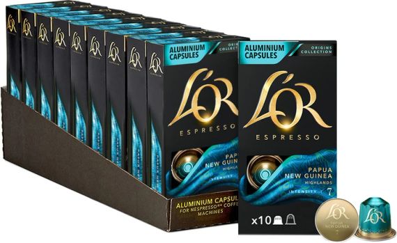 Nespresso капсули L'OR Espresso Papua New Guinea ящик 10 уп Неспресо Гвінея 100 капсул