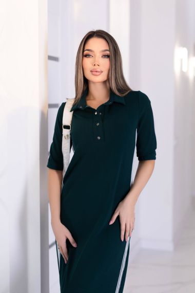 Женское спортивное платье длинное с разрезами MN141 цвет зеленый, размер 62/64 | Зображення 3