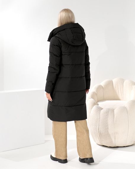 Зимове чорне пальто з помпоном що відстібається | Зображення 2