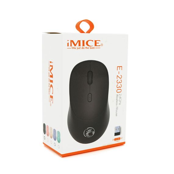 Миша бездротова iMICE E-2330, 4 кнопки, 800/1200/1600 DPI, 2.4Ghz 10м, Win7/8/10 Mac OS, 2*AAA, Black, COLOR BOX, Q50 | Зображення 1