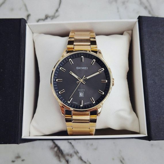 Мужские кварцевые наручные часы Skmei 1878 Gold/Black | Зображення 6