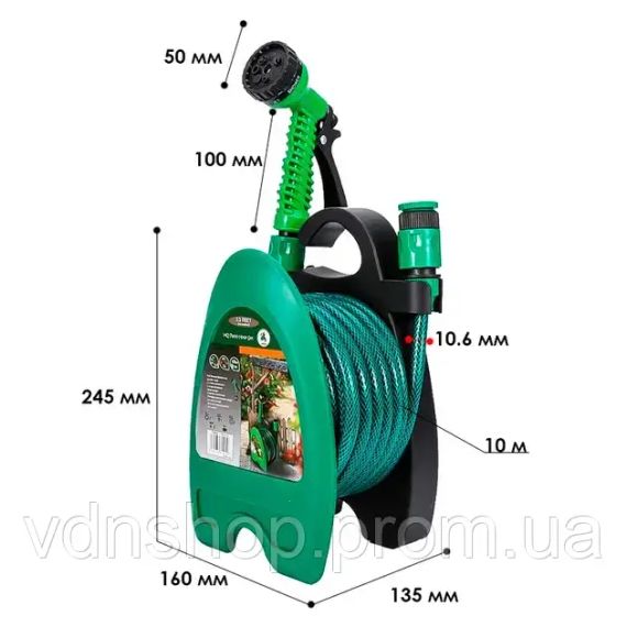 Набор поливочный шланг BlueBird BB-4208 10м на катушке пистолет с распылителем 7-ми режимный | Зображення 5