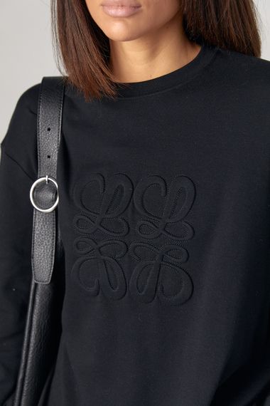 Жіночий лонгслів з орнаментом Loewe - чорний цвет, ONE SIZE (є розміри) | Зображення 3