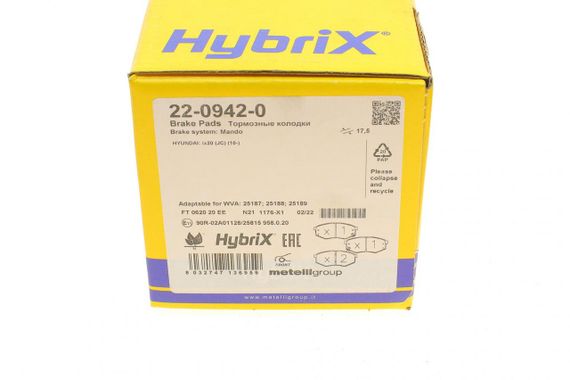 Колодки тормозные передние Hyundai ix20 ix35 Tucson Sonata Kia Sportage 10- Soul 14- 22-0942-0 | Зображення 8