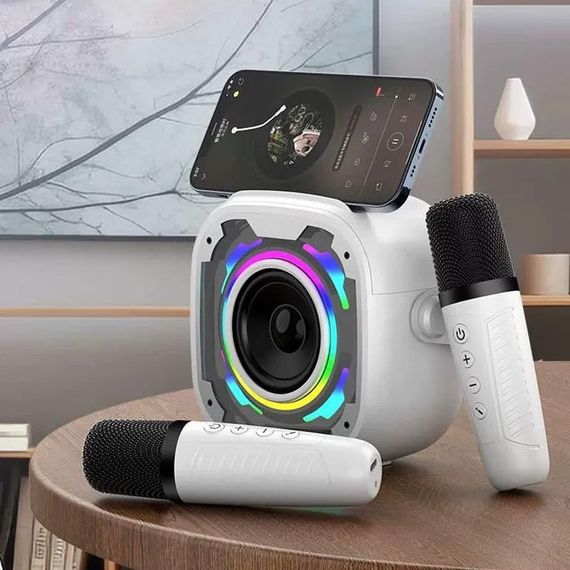 Bluetooth колонка V11 + 2 микрофона White | Зображення 1