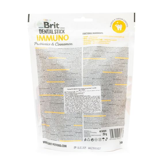 Ласощі Brit Dental Stick Immuno для дорослих собак з пробіотиками та корицею для міцного імунітету 7 шт 251 г | Зображення 2