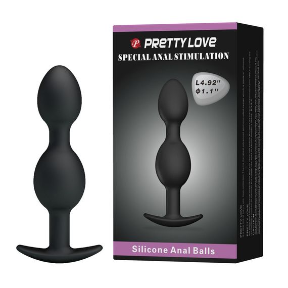Анальна пробка - Pretty Love Special Anal Stimulation Anal Balls 4.92" Black Sex Aura