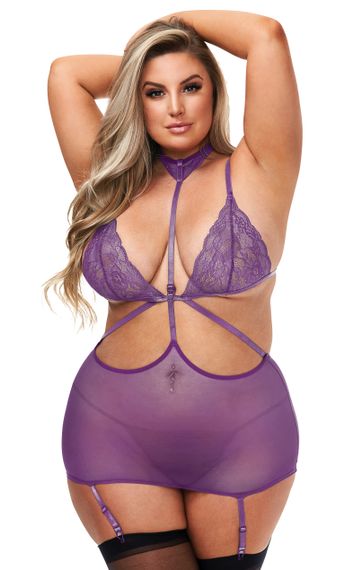 STRAPPY MINI DRESS & G-STRING SET, XL