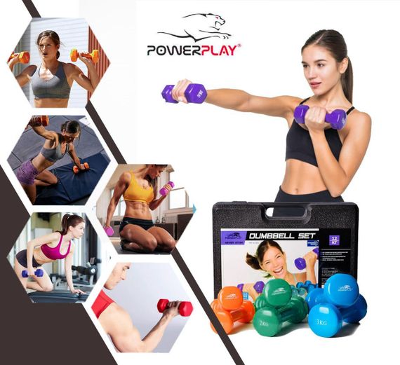 Набір гантелей в кейсі 12 кг. PowerPlay 4118 Fitness Dumbells (2шт.*1кг. 2шт.*2кг. 2шт.*3кг.) | Зображення 5