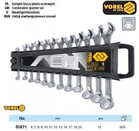 Набор ключей рожково накидных Польша М6-22 мм 12 штук VOREL-50871